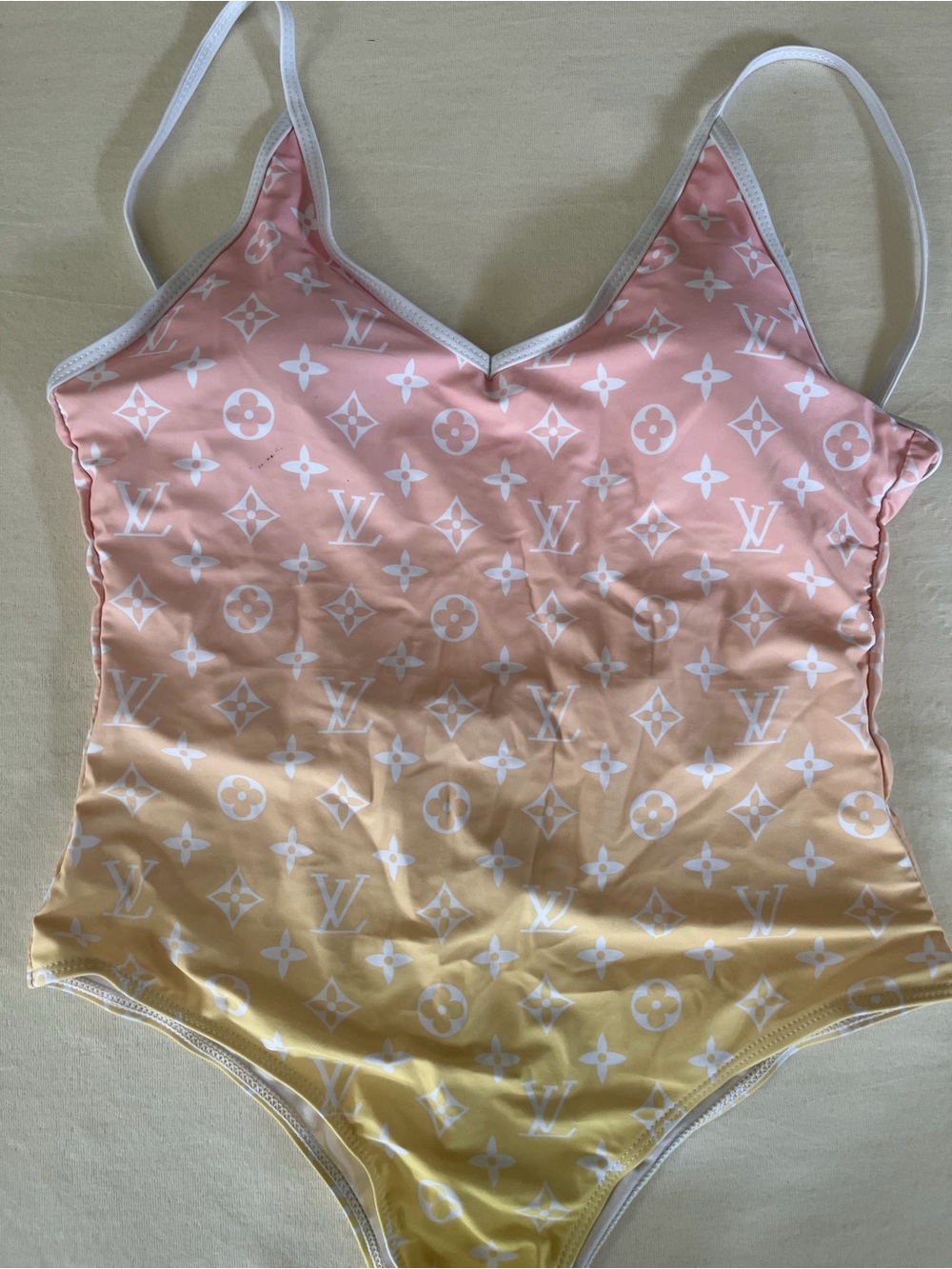 Louis Vuitton Pink to Yellow Gradient Monogram One-Piece Swimsuit - Picture 3 of 8